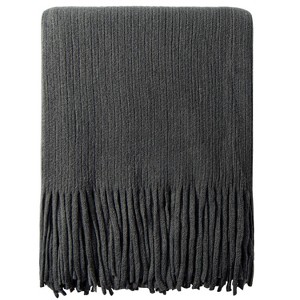 Acrylic Knitted Throw Blanket, Lightweight Soft Woven Blanket with Tassels, Decor for Couch & Bed, 51 x 67 inches - NTBAY - 1 of 4