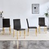 Dolonm Set of 4 PU Leather Chairs with Metal Legs, Modern Minimalist Dining Chairs 16.2x18.5x34.6 Inches - 3 of 4