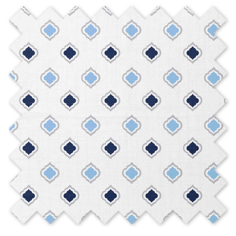 Bacati - Moroccan Tiles Blue/Gray Muslin 4 pc set of Bibs & Burp Cloths Set, 4 of 6