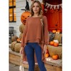 Seta T Women's Lantern Long Sleeve Round Neck High Low Irregular Hem Casual Blouse - 2 of 4
