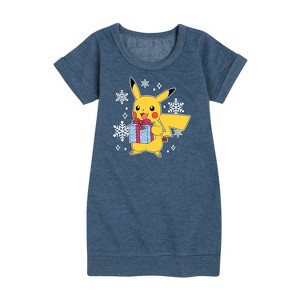- Pokémon - Pika Presents Graphic Short Sleeve Fleece Dress - 1 of 4