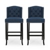 Set of 2 31" Vienna Contemporary Fabric Tufted Wingback Counter Stools with Nailhead Accents for Kitchen - 2 of 4