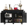Farmhouse Rolling Kitchen Island with Power Outlet, Storage Rack, Drop Leaf, Spice Rack - 2 of 4