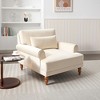 APRILSOUL Beige Lounge Chair with Circular Arms and Roman Column Legs, Ergonomic Lumbar Oversized Elegance - 2 of 4