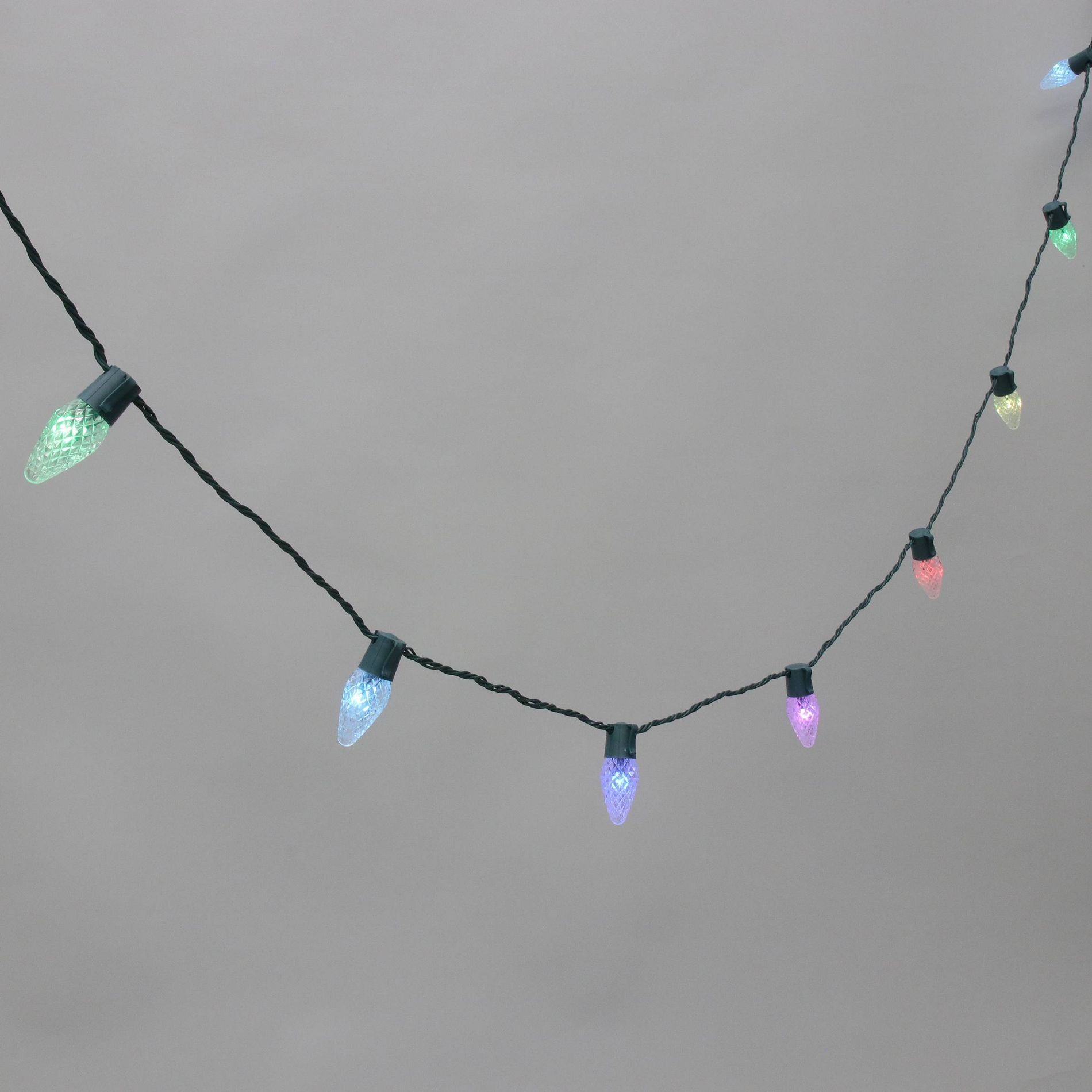 50ct Philips ChromaBright LED App Controlled Faceted C9 String Lights with RGB LED's, Green Wire, Indoor/Outdoor