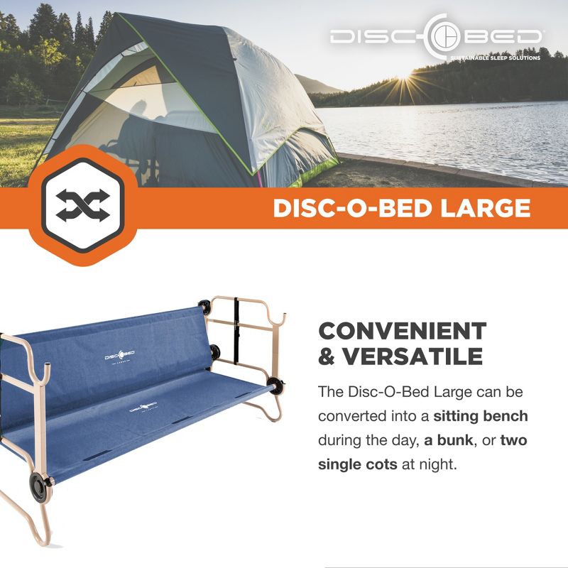 Disc-O-Bed Cam-O-Bunk Benchable Double Cot with Storage Organizers, 4 of 8