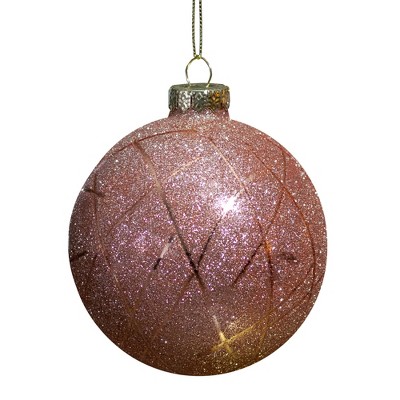 Northlight 2-Finish Rose Gold Etched Stripes Glass Christmas Ball Ornament 4" (100mm)