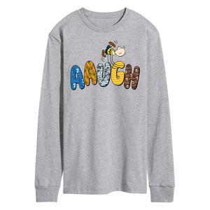 Men's - Peanuts - Aaugh Pattern Charlie Brown Long Sleeve Graphic T-Shirt - 1 of 4