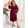 YesFashion Women's Plus Size Ruffle Long Sleeve Dress Square Neck High Waist Smocked Tunic Maxi Dress A Line Dress - 4 of 4