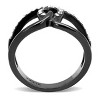Slickblue Women’s Stainless Steel Ring, Intertwined Knot Design, Clear Crystal, Fashion Ring, Black, Size 5-10 - 3 of 4