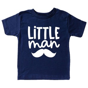 The Juniper Shop Little Man Mustache Toddler Short Sleeve Tee - 3T - Navy - 1 of 4