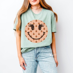 Simply Sage Market Smiley Face Peaches Short Sleeve Tee - 2XL - Sage - 1 of 4