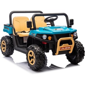 24V Kids 2-Seater Ride On Dump Truck, 4×35W Motors, Electric Bed, Shovel, Remote, Bluetooth, Music & LED Lights - 1 of 4