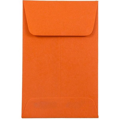 JAM Paper #1 Coin Business Colored Envelopes 2.25 x 3.5 Orange Recycled 100/Pack (352627815F)