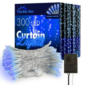 Twinkle Star LED Window Curtain String Lights for Christmas, Wedding, Party, Garden, Indoor & Outdoor Decor - 1 of 4