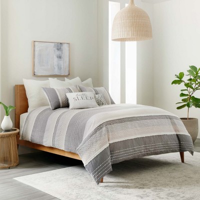 Santander Grey Cotton Twin/Twin XL Duvet Cover Set