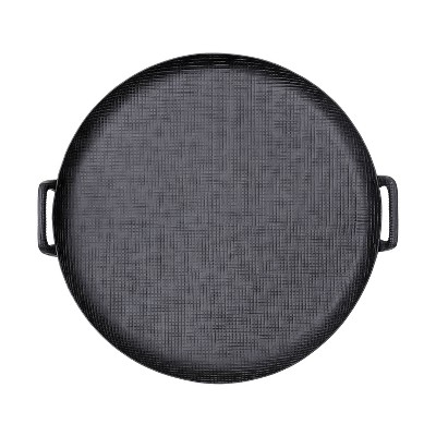 20" x 3" Round Metal Tray with Handles Black - 3R Studios