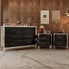 3 Piece Wood Dresser and 2 Nightstands Set, Black MDF Modern Bedroom Dresser Set with Metal Handles and Mirrored Decoration-Coolbibila - 2 of 4