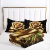 Hachikiko Golden Rose & Butterfly Comforter Set - Romantic Black Gold Bedding with 2 Pillowcases - 3 of 4