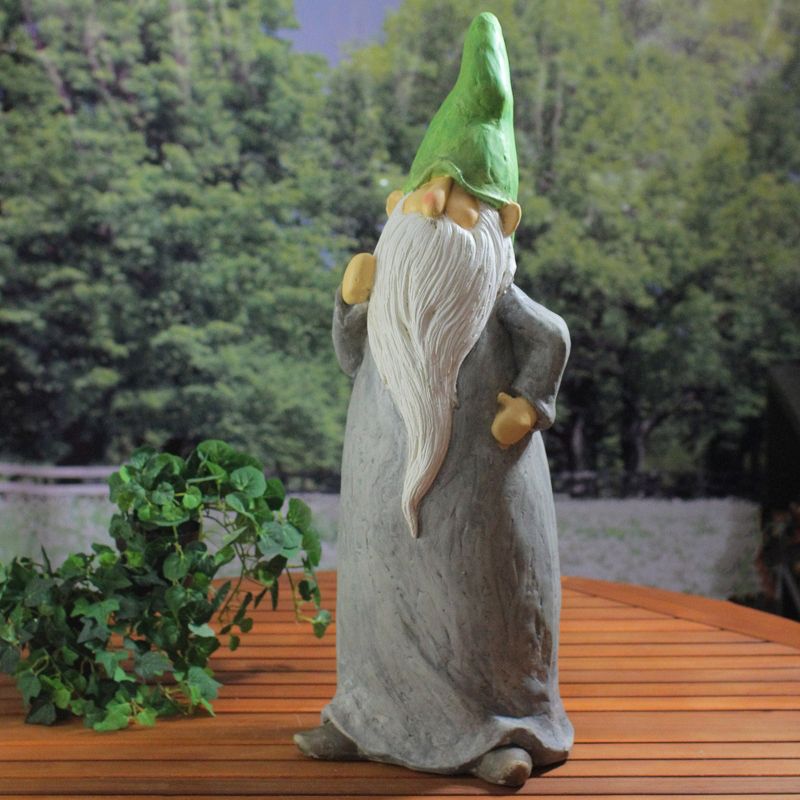 Northlight 29" Standing Gnome in Robe and Cap Outdoor Patio Garden Statue - Gray/Green, 3 of 4