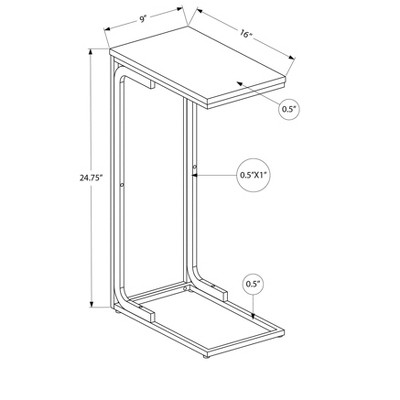 White Metal and Wood Rectangular C-Shaped Accent Table