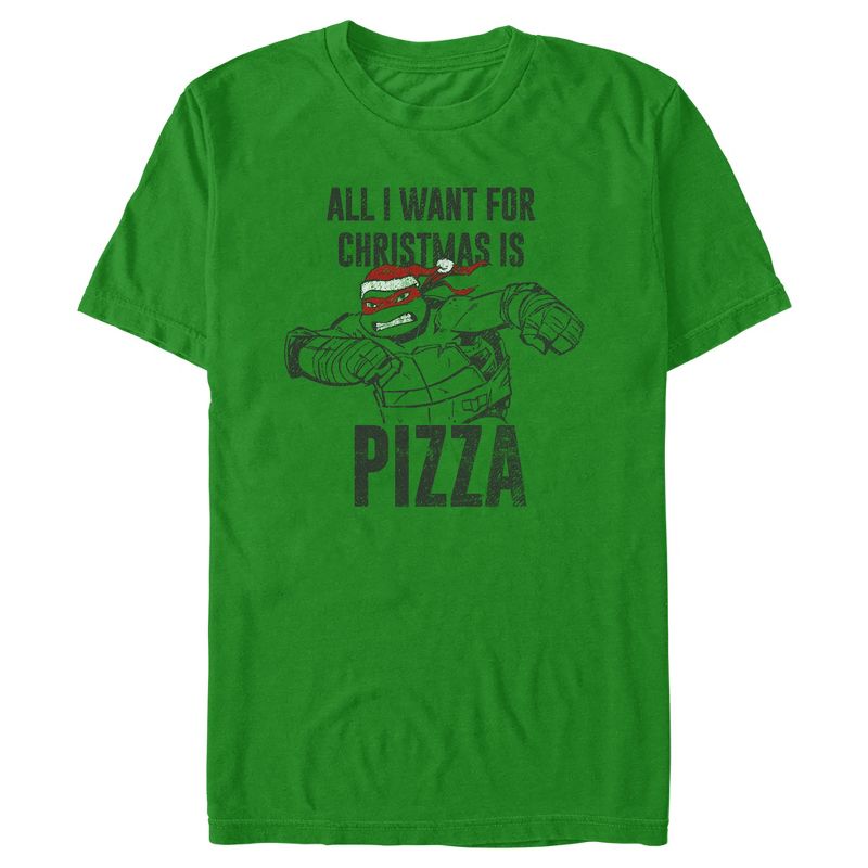 Men's Teenage Mutant Ninja Turtles Distressed Raphael All I Want for Christmas Is Pizza T-Shirt, 1 of 6