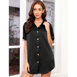 Women Shirt Dress Long Sleeve Leopard Print Button Down Belted Fall Dresses - 1 of 4