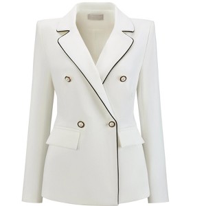 INSPIRE CHIC Women's Notch Lapel Long Sleeve Double Breasted Work Blazer - 1 of 4