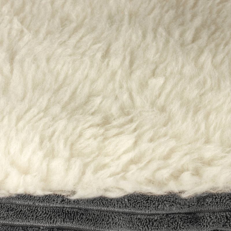 Precious Tails Cozy Corduroy Faux Shearling Lined Cave Dog Bed - Gray, 3 of 4