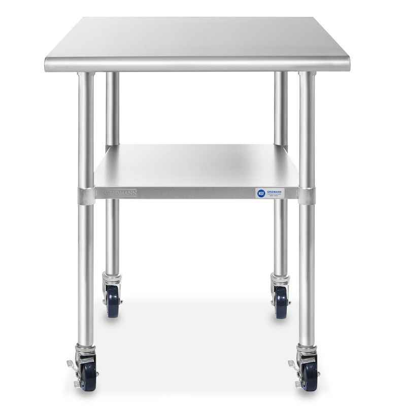 GRIDMANN Stainless Steel Table with 4 Casters (Wheels), NSF Commercial Kitchen Work & Prep Table, 2 of 8