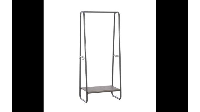 Roset Transitional 4 Hooks and a Shelf Tall Coat Rack Distressed Brown Finish and Pewter Metal - Linon, 2 of 11, play video