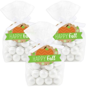 Big Dot of Happiness Pumpkin Patch - Fall, Halloween or Thanksgiving Party Clear Goodie Favor Bags - Treat Bags With Tags - Set of 12 - 1 of 4