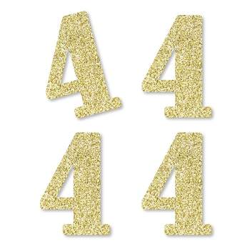 Big Dot of Happiness Gold Glitter 4 - No-Mess Real Gold Glitter Cut-Out Numbers - 4th Birthday Party Confetti - Set of 24