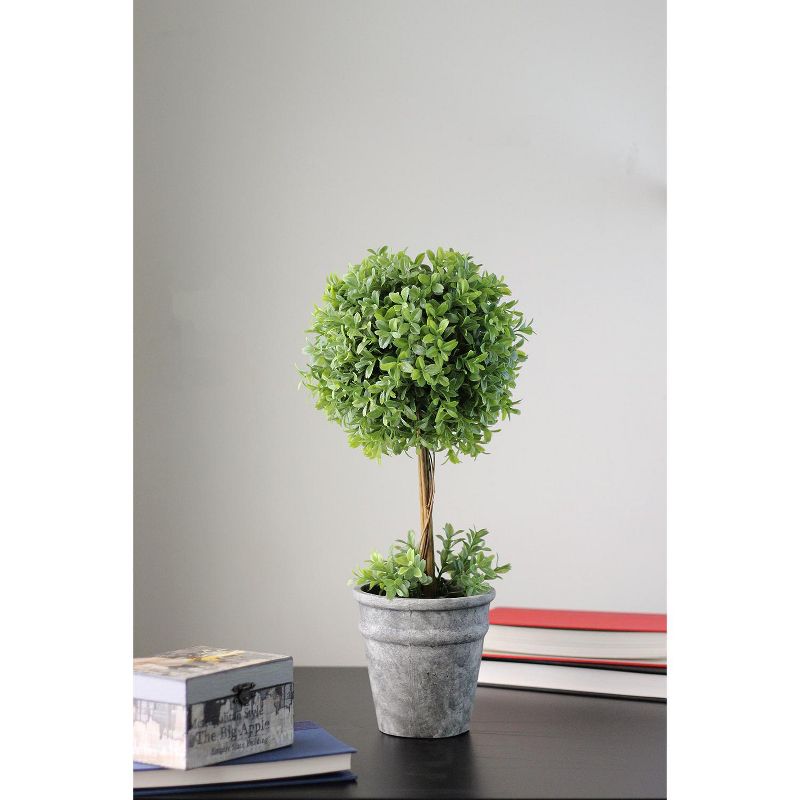 Northlight 17" Round Boxwood Topiary Artificial Potted Tree - Green/Gray, 4 of 5