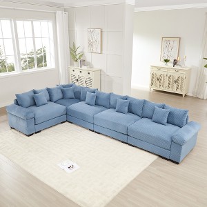 Aukfa Oversized Cloud Modular Corduroy Sofa Sectional with Ottoman - Reversible Deep Seat Couch for Living Room - 1 of 4