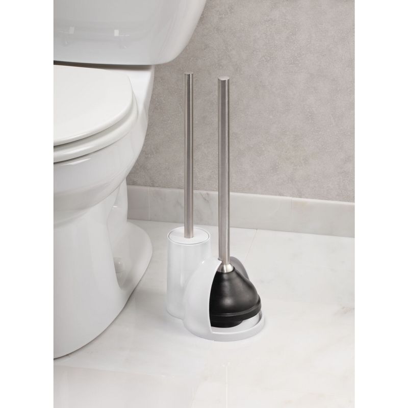 iDESIGN Toilet Brush with Holder and Plunger Set White, 6 of 11