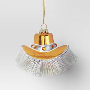 Christmas Glass Gold Cowboy Hat Ornament - Wondershop™ - 1 of 3