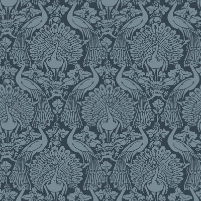 Laura Ashley Peacock Damask Dusky Seaspray Wallpaper