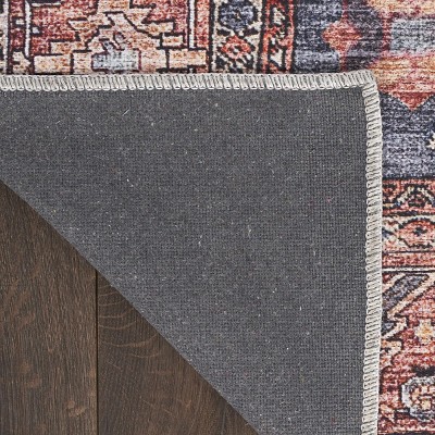 Navy & Brick 5' x 7' Reversible Flat Woven Synthetic Rug