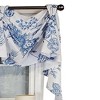 RLF Home Natalia 3-Scoop Victory Swag 4" Top Tabs Center Luxurious Window Treatment 25" Tails 50" x 18" Cyan Blue/White - 2 of 3