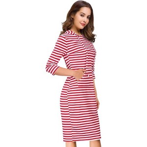 Women's Casual Long Sweatshirts 3/4 Sleeve Hooded Bodycon Dress with Kangaroo Pocket - 1 of 4