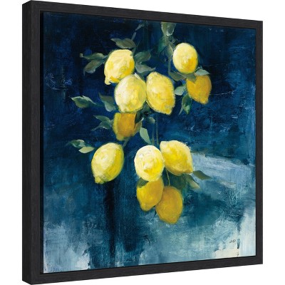 Lemon Grove Yellow and Blue Canvas Wall Art Print