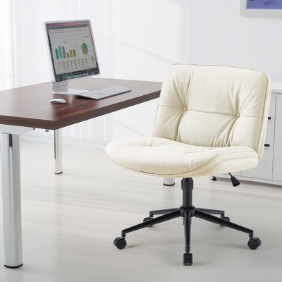 ALEXOUN Criss Cross Home Office Chair,Wide Seat,PU Leather Swivel Height Adjustable Comfy Computer Task Seat,for Home,Office