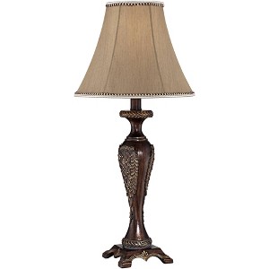 Regency Hill Traditional Vintage Table Lamp 23 1/2" Tall with Dimmer Warm Bronze Candlestick Bell Shade for Bedroom Living Room House Home Bedside - 1 of 4