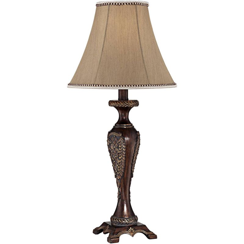 Regency Hill Traditional Vintage Table Lamp 23 1/2" Tall with Dimmer Warm Bronze Candlestick Bell Shade for Bedroom Living Room House Home Bedside, 1 of 7
