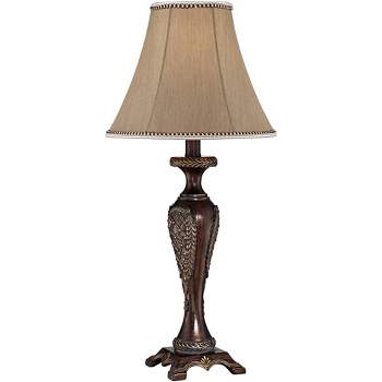 Regency Hill Traditional Vintage Table Lamp 23 1/2" Tall with Dimmer Warm Bronze Candlestick Bell Shade for Bedroom Living Room House Home Bedside