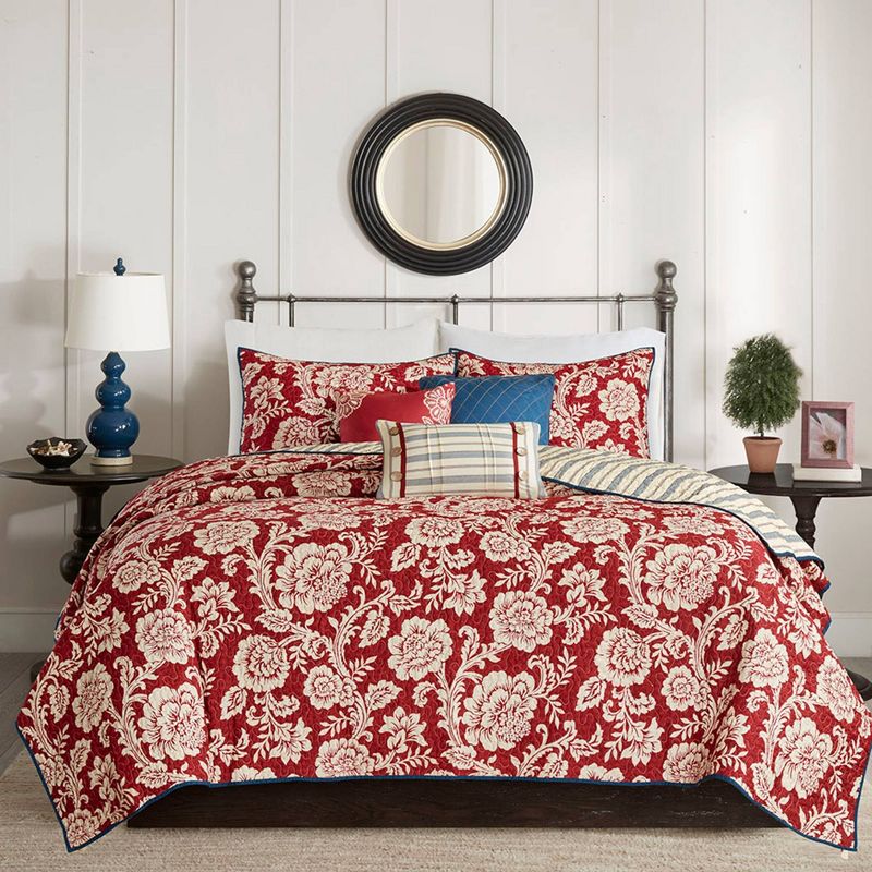Rose Cotton Twill Reversible Coverlet Set, 3 of 15