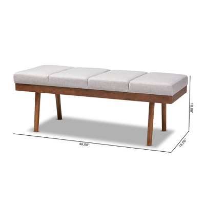 Larisa Beige and Walnut Brown Upholstered Wood Bench