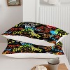 Acoinel 3 Pcs Graffiti-Style Dinosaur and Tiger Lightwight Ultra Soft Comforter Set with 2 Pillowcases, TWIN, Black - 4 of 4