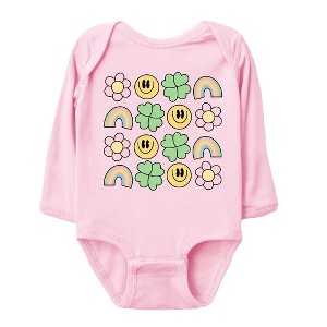 The Juniper Shop Smiley Clover Daisy Baby Long Sleeve Bodysuit - 1 of 3